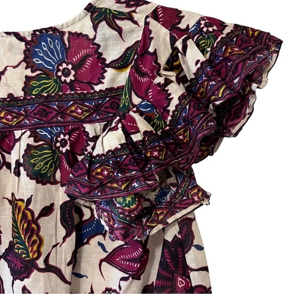 Love the Label New Ruffle Flutter Sleeve Floral Print V Neck Blouse Shirt S Boho - Picture 7 of 15